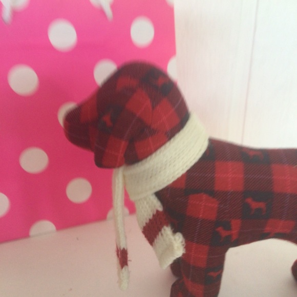 PINK VICTORIAS SECRET BUFFALO PLAID MINI DOG WITH SCARF - Picture 14 of 14